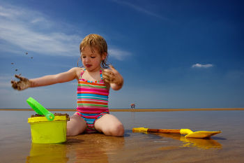 Playing on the beach