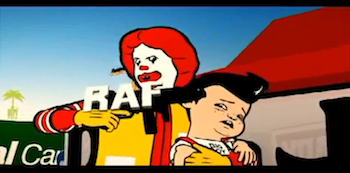Ronald McDonald threatens Big Boy