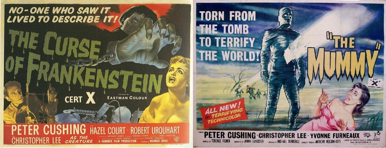 Posters for Curse of Frankenstein and The Mummy