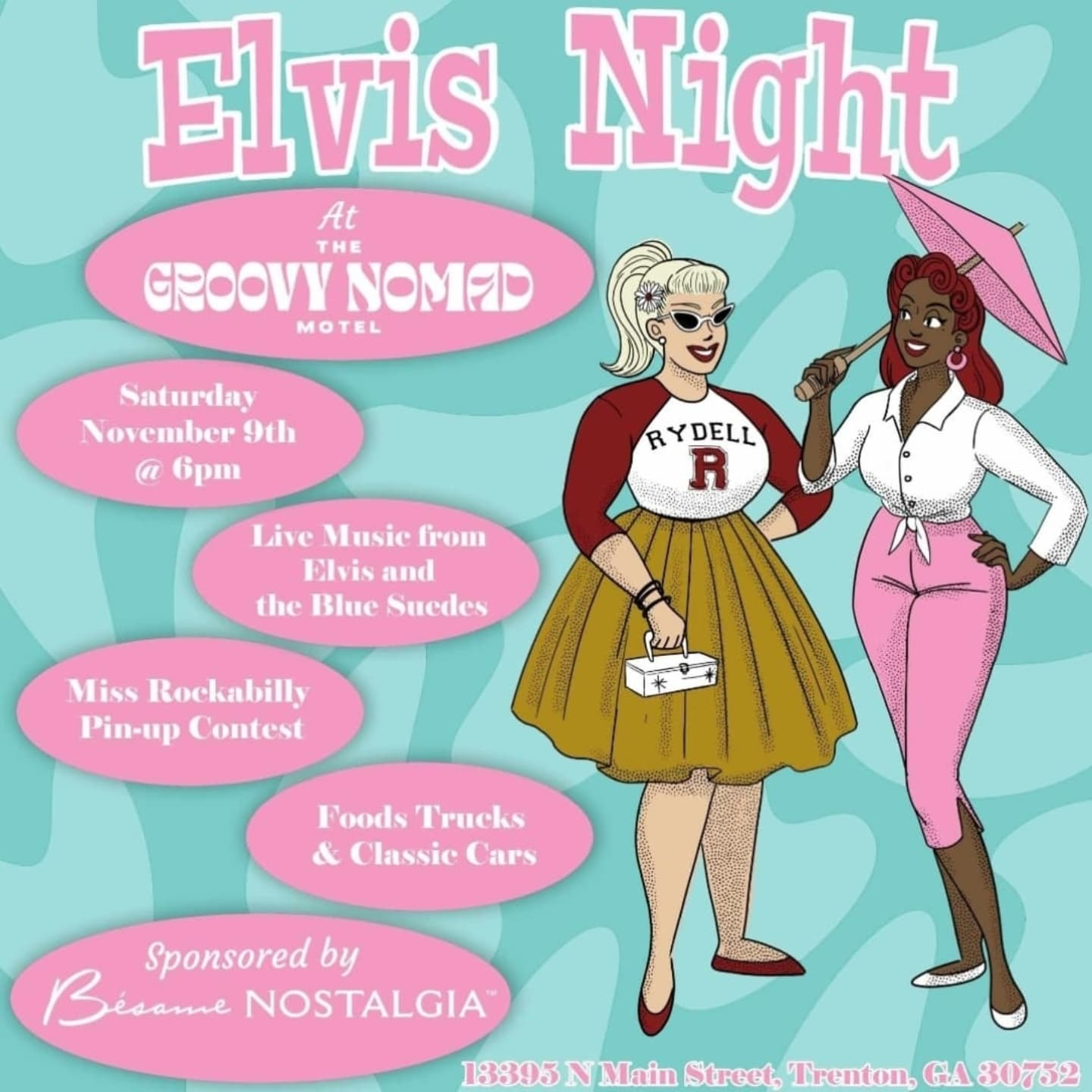 digital flyer for Elvis Night at a retro motel